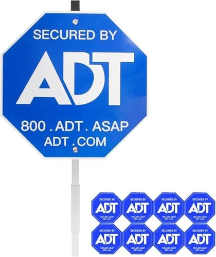 Security Signs & 8 Pcs ADT Window Stickers 28" ADT Yard Sign with Aluminum Stake, Heavy Duty Weatherproof image