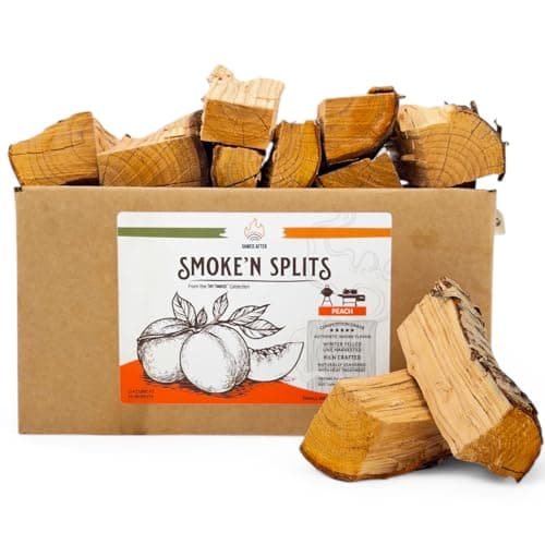 Smoke'n Splits by Tiny Timbers USDA Grade Kiln Dried Hardwood Cooking Chunks for Smokers & BBQ Grills | 5" Short Splits | USA Sourced | 6 lb. | 400+ cu. in. | Peach image