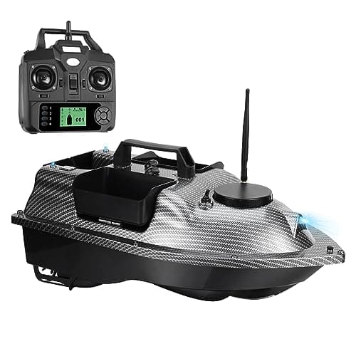 HEVMEVENI RC Fishing Boats with Line Drop-GPS Fishing Bait Boat for Carp Fishing (Carbon Fiber Color) image