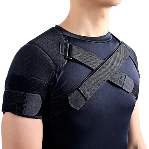 Kuangmi Double Shoulder Support Brace Strap Wrap Neoprene Protector,L image