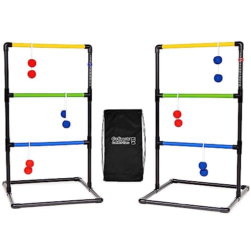 GoSports Indoor/Outdoor Ladder Toss Game Set with 6 Rubber Bolos, Carrying Case and Score Trackers image