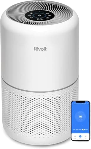 LEVOIT Air Purifiers for Home Bedroom, Smart WiFi, HEPA Sleep Mode for Home Large Room, Quiet Cleaner for Pet Hair, Allergies, Dust, Smoke, Pollon, White Noise, Alexa Control, Core300S-P, White image