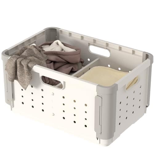 HAIXIN HOME 42L Plastic Laundry Basket with Divider image