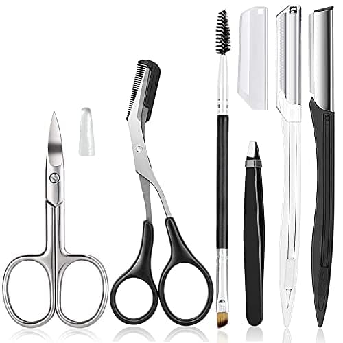 Eyebrow Trimmer Kit, 6 in 1 Eyebrow Scissors, Tweezer, Eyebrow Razor, Shaping Scissors & Brush for Women image