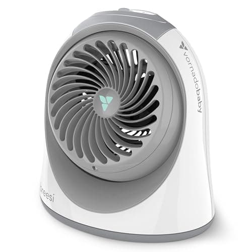 Vornadobaby Breesi Nursery Air Circulator Fan for Baby and Kids Room with Child Lock, Hidden Cord Storage, Finger-Friendly Design, White image