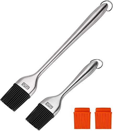 RWM Basting Brush - Grilling BBQ Baking, Pastry and Oil Stainless Steel Brushes with Backup Silicone Brush Heads(Orange) for Kitchen Cooking & Marinating, Dishwasher image