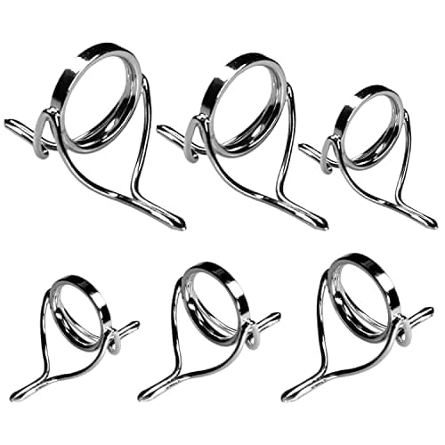 QualyQualy 6pcs Spinning Fishing Rod Guides Repair Kit Integrated Stainless Steel Ring Baitcasting Fishing Pole Eyes Replacement 12#-25# image
