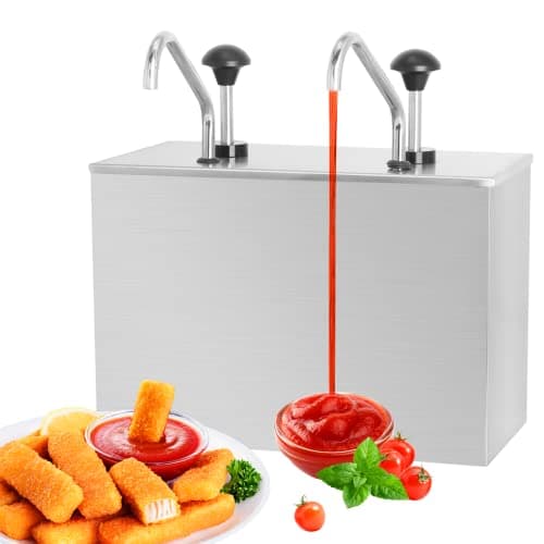Saladulce Commercial Sauce Dispenser Pump Stainless Steel Condiment Pump Station 7.4Quart Pump Dispenser Container for Ketchup Dressing Syrup Jam bbq Sauce image