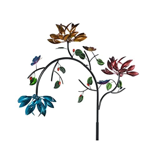 Evergreen Beautiful Summer Multi Colored Flowers Wind Spinner | 91 inches Tall x 41 Inches Wide | Fade and Weather Resistant | Metal Stake | Garden Yard Outdoor Decor for Home image