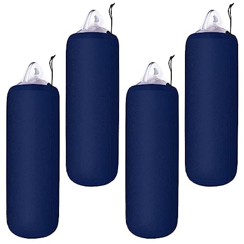 Woanger 4 Packs Boat Fender Cover 8" x 20" Fleece Marine Bumper Covers for Center Rope Tube Style Fenders (Boat Fender Not Included) (Navy Blue) image