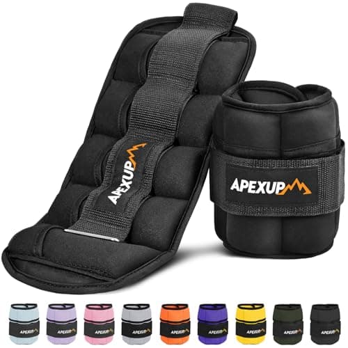 APEXUP 10lbs/Pair Adjustable Ankle Weights for Women and Men, Modularized Leg Weight Straps for Yoga, Walking, Running, Aerobics, Gym (Black) image