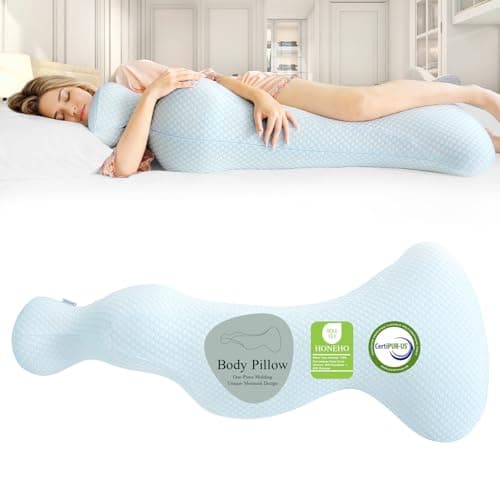 HONEHO Mermaid Body Pillows for Adults, Cooling Long Pillow for Bed, One Piece Full Body Pillow, Big Memory Foam Firm Body Pillow for Side Sleeper, Soft Hugging Bodypillow for Pregnancy image