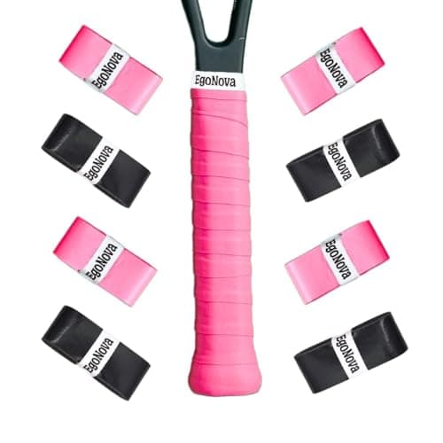 EgoNova Tennis Racket Grip Tape, Sweat Absorbent Tennis Grip Tape, Soft and Comfort Tennis Racket Grips, Easy to Install Tennis Grips Overgrip (8-Pack) (Pink/Black) image