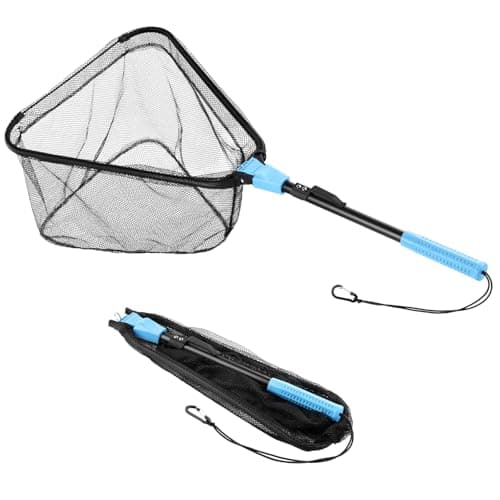 Calamus Triangle Fishing Net, Lightweight & Strong Landing Net with Non-Slip Elastomer Handle, Durable Polyester Material Mesh, Foldable Fishing Net, Built-in Elastic Lanyard and Belt Clip image