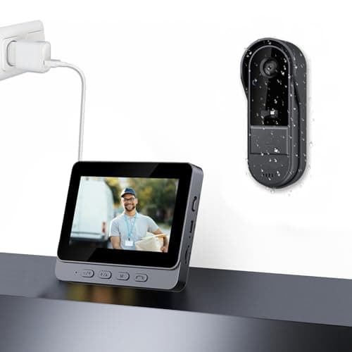 Video Doorbell Wireless Doorbell Camera 1080P with Screen,Two-Way Audio,170° Vision, 4.3” Screen, IPX65 Waterproof for Outdoor, Video Doorbell No Subscription, No APP, No WiFi image