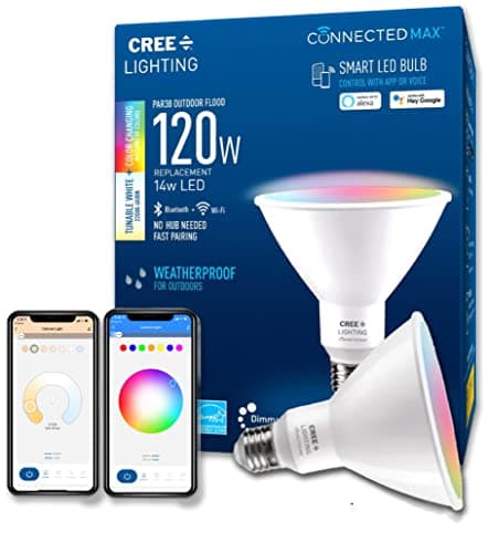 Cree Lighting Connected Max Smart Led Bulb Par38 Outdoor Flood Tunable White + Color Changing, 2.4 Ghz, Works with Alexa and Google Home, No Hub Required, Bluetooth + WiFi, 1Pk image