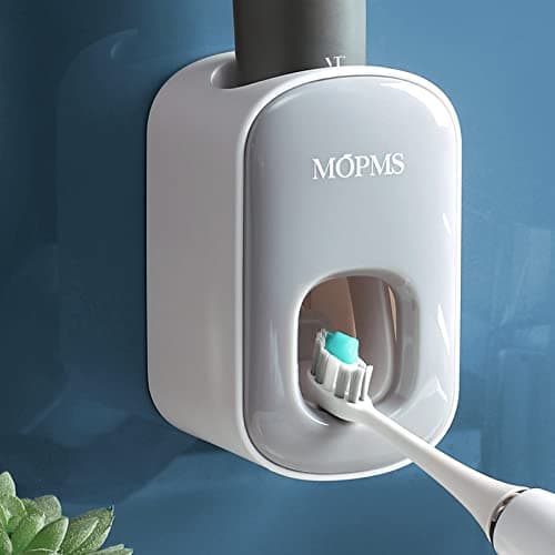 MOPMS Toothpaste Dispenser Wall Mounted for Bathroom Automatic Toothpaste Squeezer for Kids and Adult (Grey-1Pcs) image