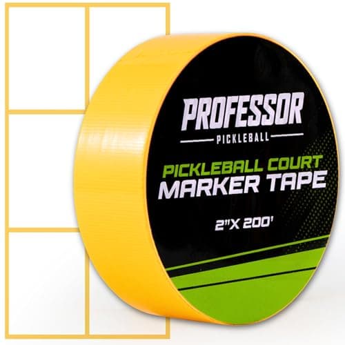 Professor Pickleball Court Tape - Makes Full Size Court - Outdoor Pickleball Marking Kit - 2" x 200 FT, Yellow Tape for Temporary Court Lines, No Residue, Quick and Easy Application image
