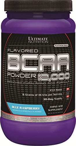 Ultimate Nutrition Flavored BCAA Powder 12000 Branched Chain Post Workout Amino Acid Supplement-Caffeine-Free with 3g Leucine 1.5g Valine 1.5g Isoleucine- Blue Raspberry, 60 Servings image