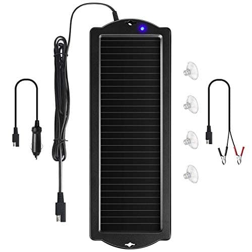 Sunway Solar Car Battery Trickle Charger & Maintainer 12V Solar Panel Power Battery Charger With Cigarette Lighter Plug Battery Clamp For Car Automotive Motorcycle Boat Marine Snowmobile Watercraft RV image