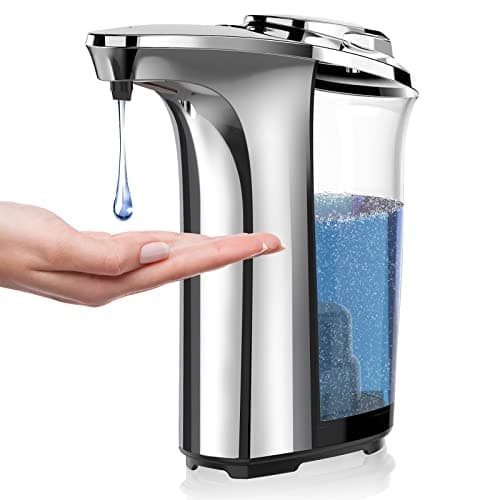 PZOTRUF Automatic Soap Dispenser, Touchless Dish Soap Dispenser 17oz/500ml with Infrared Sensor, 5 Adjustable Soap Levels, Liquid Hand Soap Dispenser for Bathroom Kitchen (Silver) image