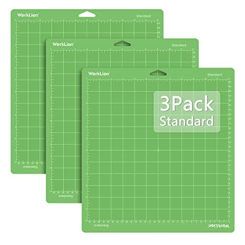 WORKLION 12x12 Cutting Mat for Cricut: (Standard adhesive, 3 Mats) Cricut Explore One/Air/Air 2/Maker Standard Adhesive Sticky Green Quilting Cricket Replacement Cut Mats image