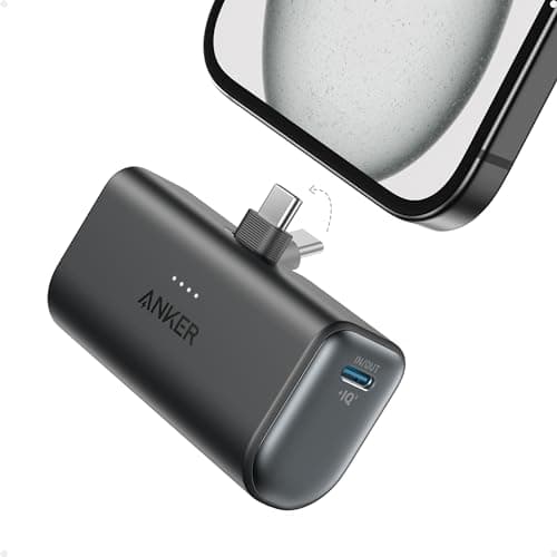 Anker Nano Power Bank with Built-in USB-C Connector, 5,000mAh Portable Charger 22.5W, for iPhone 16/15 Series, Samsung, iPad Pro/Air, and More image