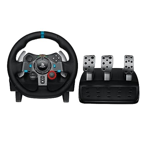 Logitech G29 Driving Force Racing Wheel and Floor Pedals, Real Force Feedback, Stainless Steel Paddle Shifters, Leather Steering Wheel Cover for PS5, PS4, PC, Mac - Black image