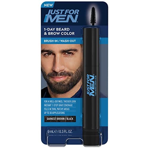 Just for Men 1-Day Beard & Brow Color, Temporary Color for Beard and Eyebrows, For a Fuller, Well-Defined Look, Up to 30 Applications, Darkest Brown/Black image