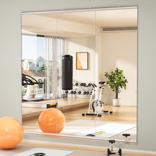 Hasipu Home Gym Mirror 55"x17"(Each)-3 PCS Large Full Body Mirror for Yoga, Large Wall Mirror Full Length for Fitness, Garage, Dance Studio, 0.16in Tempered Glass Frameless Mirror-UL image