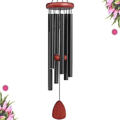 WENANA Large Aluminium Wind Chimes Outside, Soothing Melodic Wind Chime, Suitable Outdoor Garden Patio Decor, Gift for Mom Women Neighbors (36 Inches Black) image