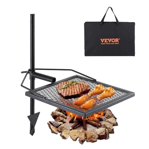 VEVOR Swivel Campfire Grill, Fire Pit Grill Grate over Fire Pits, Heavy Duty Steel Grill Grates, 360° Adjustable Open Fire Outdoor Cooking Equipment, Portable Camp Fire Racks for Camping Outdoor BBQ image