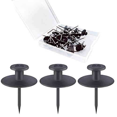 30 PCS Push Pins Picture Hangers Wall Hooks, Double Headed Thumb Tacks for Wall Hangings, Renter Friendly Decor Small Picture Frame Hangers for Drywall Cork Board Home Office Photo Decorations(Black) image