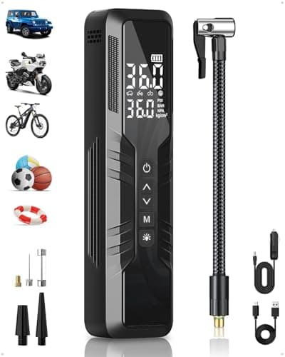 Tire Inflator Portable Air Compressor, 5X Faster Portable Air Pump with 10000mAh Battery, 150 PSI Cordless Air Pump for Car Tires, Bike & Motorcycle Tires, Ball image