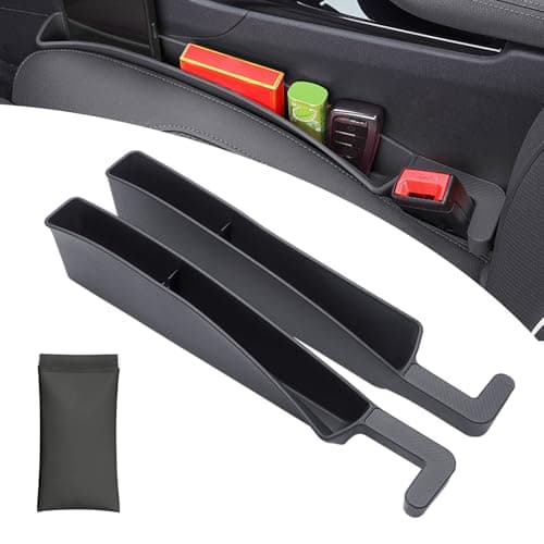Car Seat Gap Filler Organizer 2 Pack with Storage Pouch, Seat Gap Filler Organizer for Automotive, Car Organizer Suitable for SUV and Sedan, Storage for Coins & Glasses & Keys.(Black) image