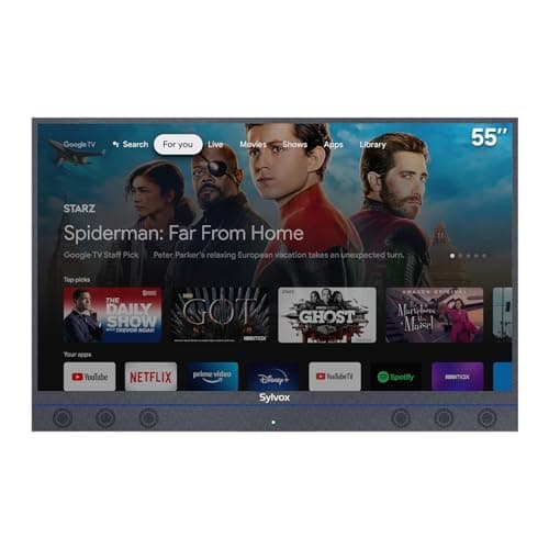 SYLVOX 55 Inch Outdoor TV 4K UHD Smart TV 6 Front Speakers 1000NIT High Bright Waterproof Android HDR TV Garden Series 2023, Gray image