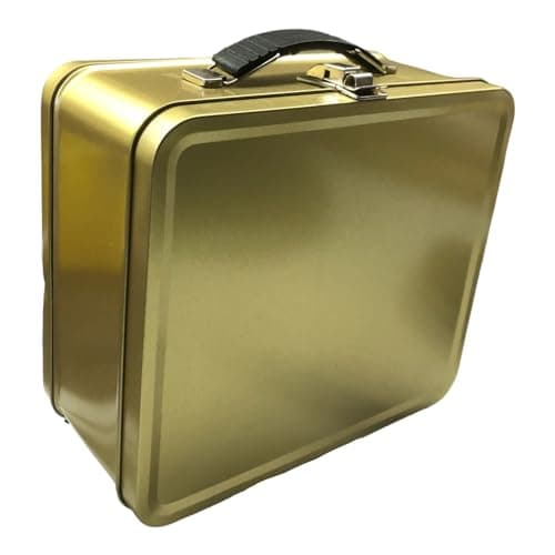 Shirin Packaging Metal Lunch Box 7.9" L x 7" W x 3.7" H Metal Lunchbox Metal Retro Lunch Box Vintage Lunch Pale Mini Lunch Box Tin Funny Metal Lunch Box - Gold image
