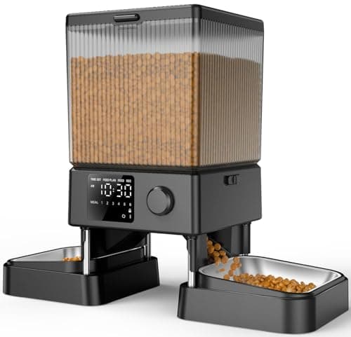 oneisall Automatic Cat Feeder for 2 Cats, 20 Cups/5L Automatic Cat Food Dispenser for Small Pets Indoor, Timed Cat Feeder for Dry Food image