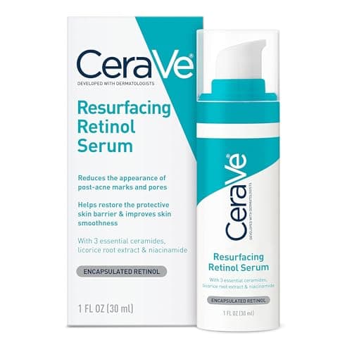 CeraVe Resurfacing Retinol Serum For Post Acne Marks, Formulated With Licorice Root Extract & Niacinamide, Brightening Serum & Pore Minimizer For Face, Post Acne Skin Barrier Repair, Non-Comedogenic image