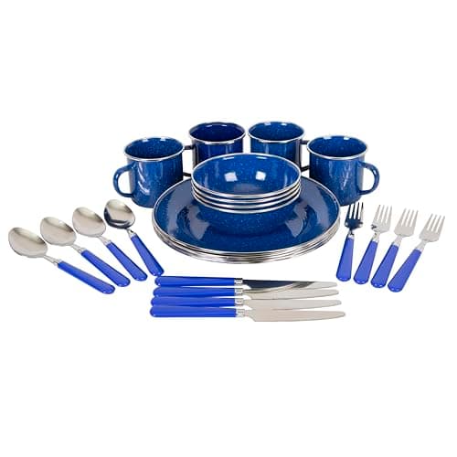 Stansport Deluxe 24-Piece Enamel Tableware Set - Blue (11220) image