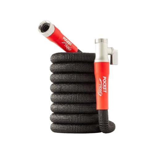 Pocket Hose Silver Bullet 2.0 Expandable Garden Hose 25-FT with Turbo Shot Nozzle, AS-SEEN-ON-TV, Lead-Free, Solid Aluminum Connectors, Easy On/Off Valve, Kink-Free, Leak-Proof image