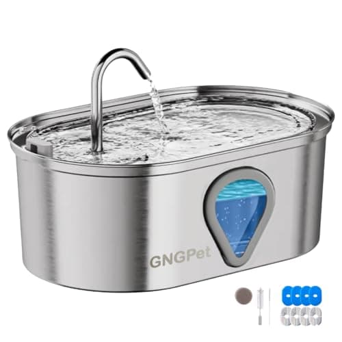 GNGPet Stainless Steel Cat Water Fountain – 3.5L/118oz Automatic Pet Drinking Dispenser image
