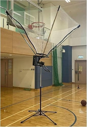 Basketball Shooting Machine Return System, Upright Foldable & Portable Hoop Attachment, Adjustable Height - Easy to Carry & Use image