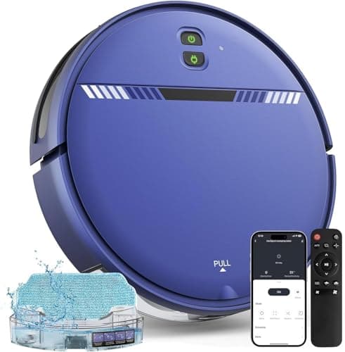 Robot Vacuum and Mop Combo, WiFi/App/Voice, Robotic Vacuum Cleaner with Schedule, 2 in 1 Mopping Robot Vacuum with Water Tank and Dustbin, Self-Charging, Slim, Ideal for Hard Floor, Pet Hair, Carpet image