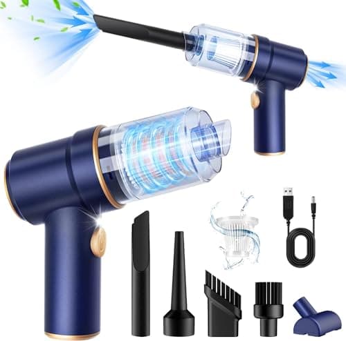 KMM Handheld Car Vacuum Cleaner, 9000Pa Vacuum Cleaner and Air Duster, 120W High Power Hand Held Vacuum with LED Light and Multi-Nozzles for Car, Home, Office, Pet image