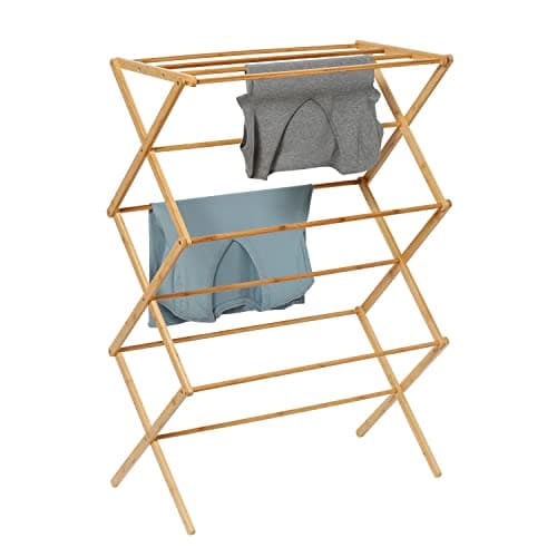 Honey-Can-Do Collapsible Bamboo Drying Rack – Sturdy & Foldable Laundry Drying Rack, Space-Saving & Portable Clothes Rack for Air-Drying Clothes, Towels, Blankets & Delicates, Indoor & Outdoor Use. image