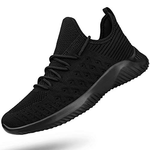 Feethit Womens Slip On Walking Shoes Non Slip Running Shoes Breathable Workout Shoes Lightweight Gym Sneakers All Black Size 8 image
