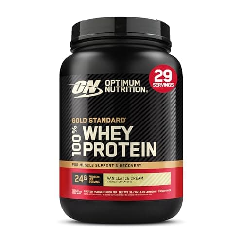Optimum Nutrition Gold Standard 100% Whey Protein Powder, Vanilla Ice Cream, 2 Pound (Packaging May Vary) image