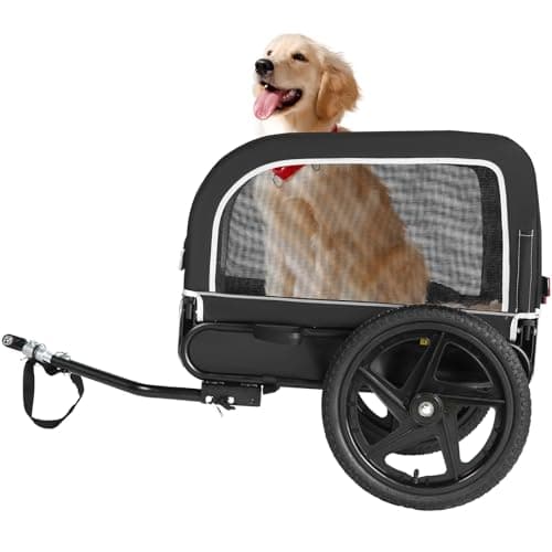 Sepnine Dog Bike Trailer, Dog Cart for Bicycle, Suitable for Small and Medium Pets, Easy Folding Cart Frame, Quick Release Wheel, Non-Slip Floor, Internal Leash, 66LBS Grey image