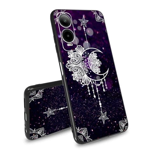 BEOTIWAD for Cricket Icon 6 Moon Star Galaxy Florals Theme Phone Case Ultra-Thin Soft Black TPU Shockproof Protection Cover for Cricket Icon 6 image